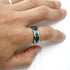 Men 8mm Tungsten Beveled Edges Crushed Malachite Stone Inlay Wedding Band